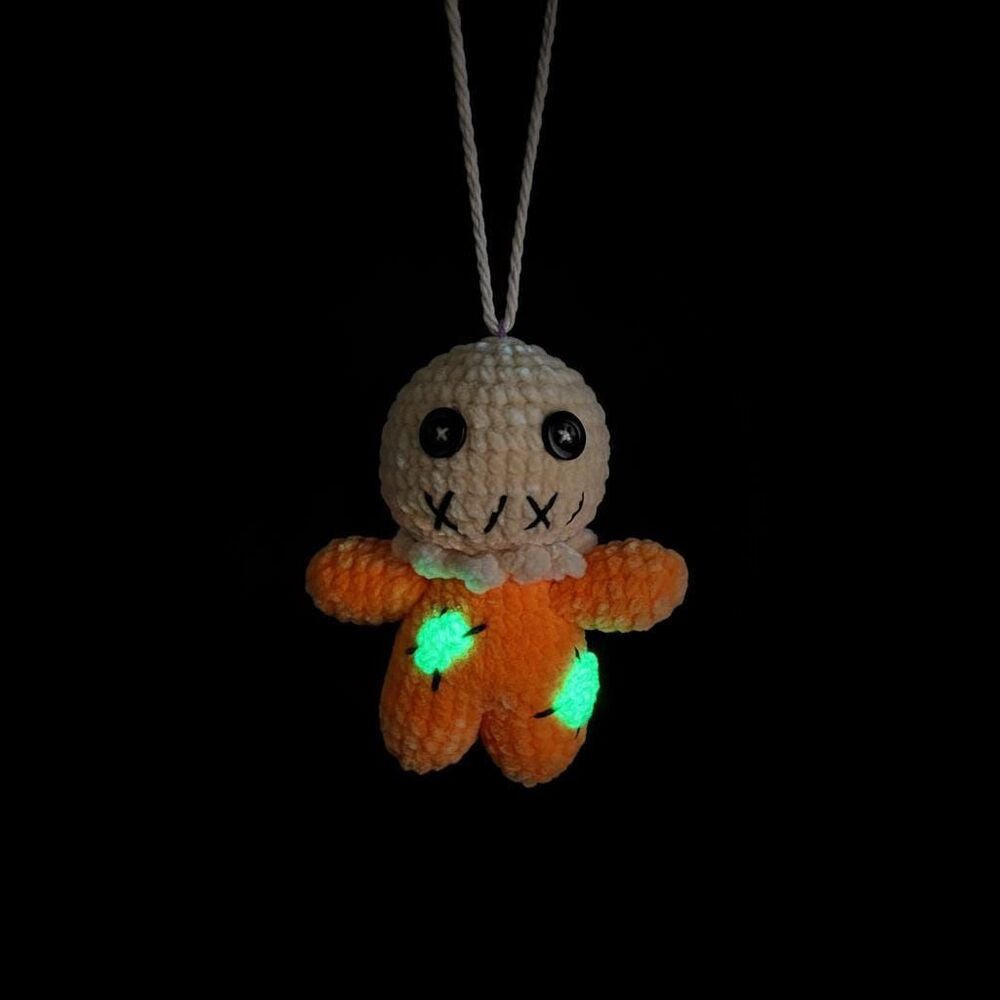 Crochet Sam Doll Car Accessory: Glow in the Dark Halloween Decor